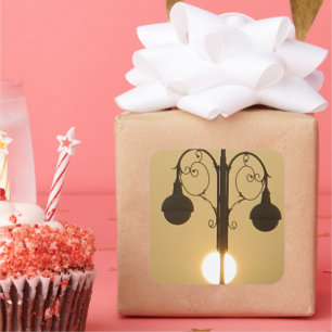 Adesivo Quadrado Charme Victoriano: Lâmpada de Streetlight Vintage 