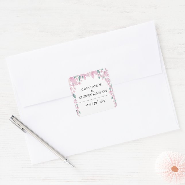 Adesivo Quadrado Charming Floral Wisteria Wedding (Envelope)
