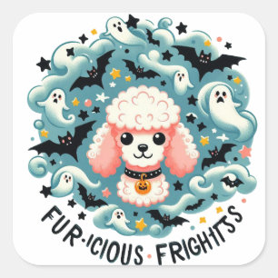 Adesivo Quadrado Charming Poodle Fright: Divertimento com pele em u