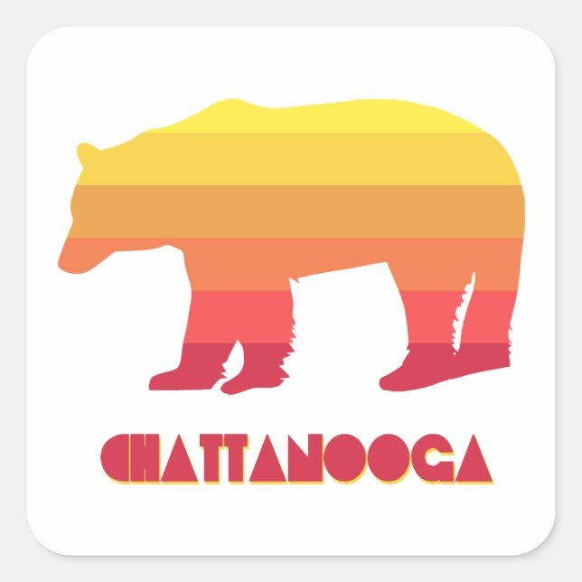 Adesivo Quadrado Chattanooga Tennessee Rainbow Bear (Frente)
