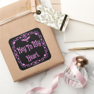 Adesivo Quadrado Chave Do Namorados Do gótico Para Meu Coração Rosa