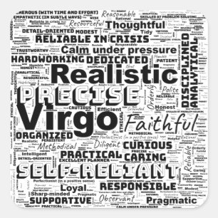 Adesivo Quadrado Chaveiro do Virgo Zodiac Word Cloud Inspiration