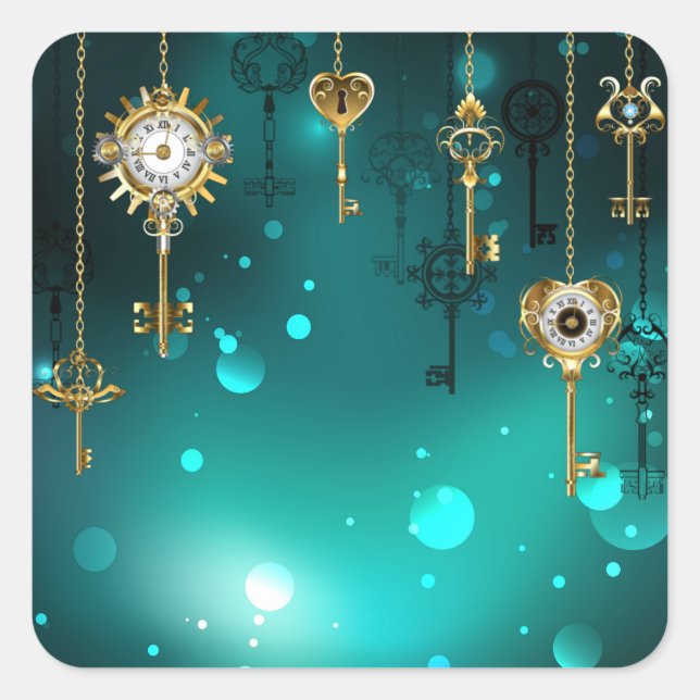 Adesivo Quadrado Chaves de Esqueleto Anticas em Fundo Verde (Frente)