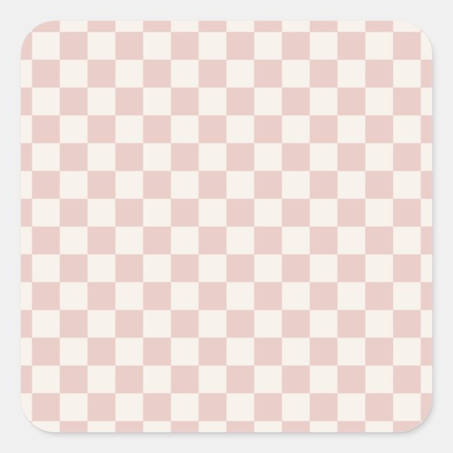 Adesivo Quadrado Check Pale Beige Checkered Pattern Board (Frente)