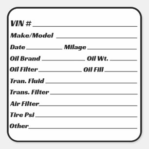 Adesivo Quadrado Checklist para o mecanismo de manutenção automotiv