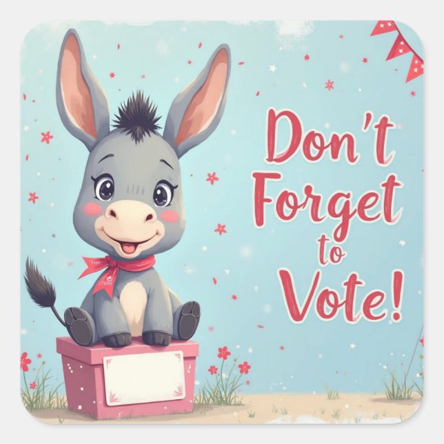 Adesivo Quadrado Cheerful Donkey Vote Reminder (Frente)