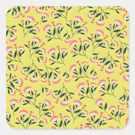 Adesivo Quadrado  Cheerful Floral Pattern: Pink Flowers 