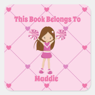 Adesivo Quadrado Cheerleader Rapariga Personalizada Este Livro Pert