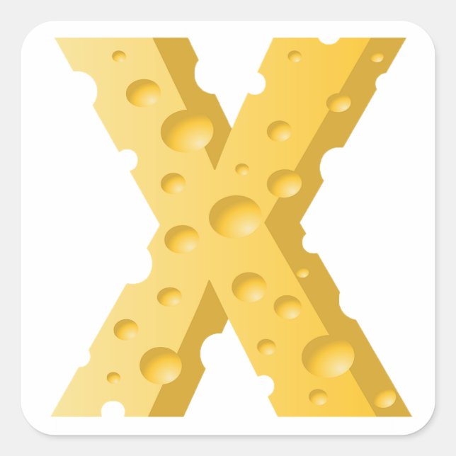 Adesivo Quadrado Cheese Letter X Typography (Frente)