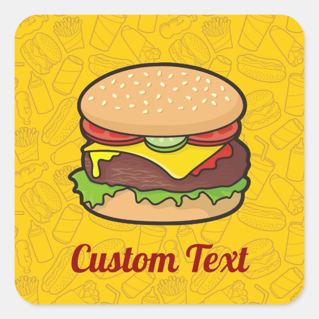 Adesivo Quadrado Cheeseburger Sticker (Frente)