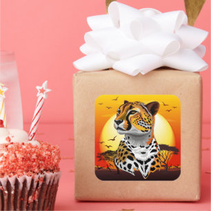 Adesivo Quadrado Cheetah African Feline Wild Animal