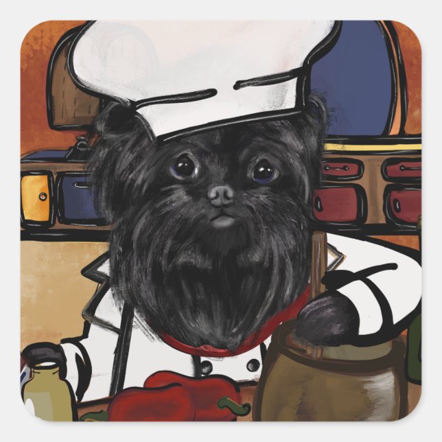 Adesivo Quadrado Chef Affenpinscher (Frente)