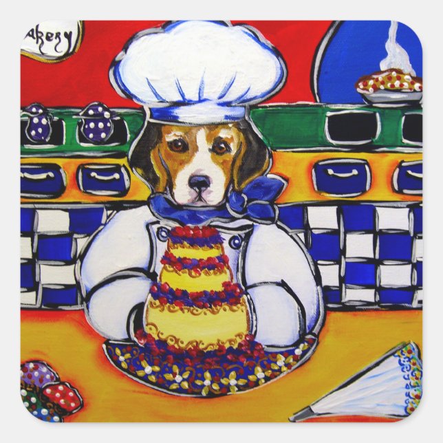 Adesivo Quadrado Chef Beagle (Frente)