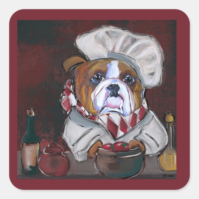 Adesivo Quadrado Chef Bulldog (Frente)