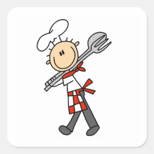 Adesivo Quadrado Chef Com Pinças De Salada