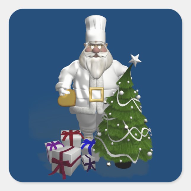 Adesivo Quadrado Chef de Papai Noel (Frente)