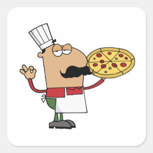 Adesivo Quadrado Chef de pizza italiano