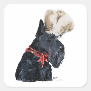 Adesivo Quadrado Chef Terrier Escocês