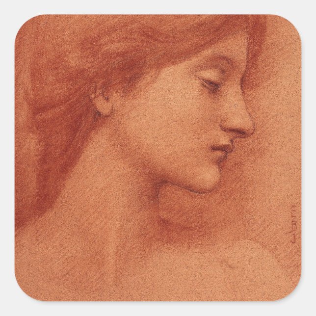 Adesivo Quadrado Chefe de Mulher, Edward Burne-Jones Fine Retrato (Frente)