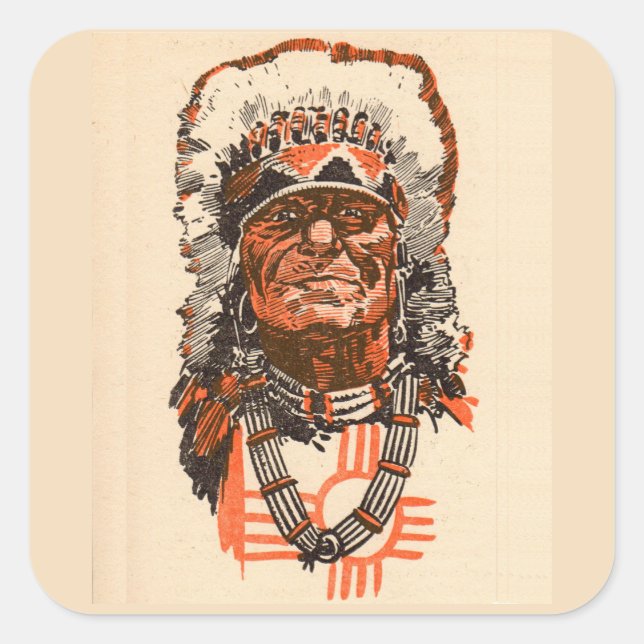 Adesivo Quadrado Chefe indiano das histórias em quadrinhos Billy th (Frente)