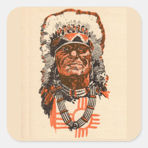 Adesivo Quadrado Chefe indiano das histórias em quadrinhos Billy th