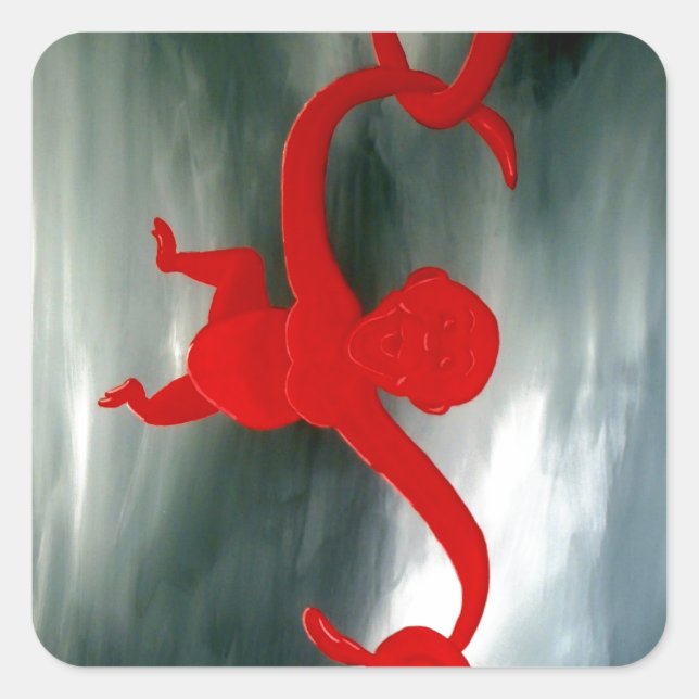 Adesivo Quadrado Cheio de barril da diversão dos macacos (Frente)