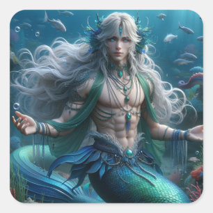 Adesivo Quadrado Chelan - Merman - Mermaid Series Art Collection