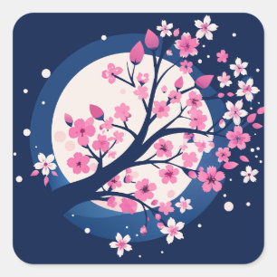 Adesivo Quadrado Cherry Blossom Noites