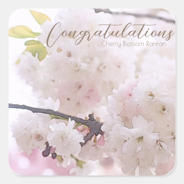 Adesivo Quadrado Cherry Blossom "Ranran" スクエアシール (Frente)