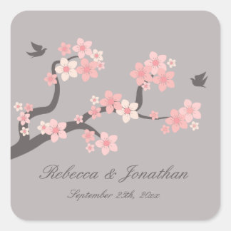 Adesivo Quadrado Cherry Blossomo rosa/cinza