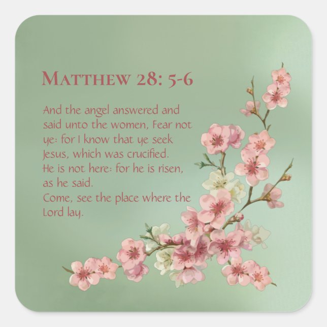 Adesivo Quadrado Cherry Blossoms em Rosa e Teal (Frente)