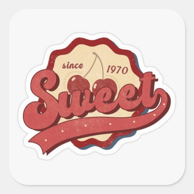 Adesivo Quadrado 🍒 Cherry Vintage Sticker (Frente)