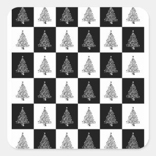 Adesivo Quadrado Chess de Árvore de Natal