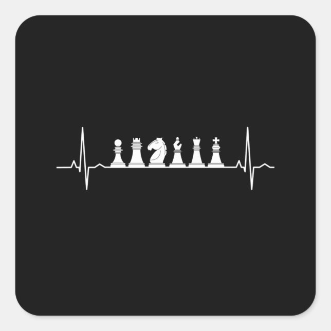 Adesivo Quadrado Chess Heartbeat Play Chess (Frente)