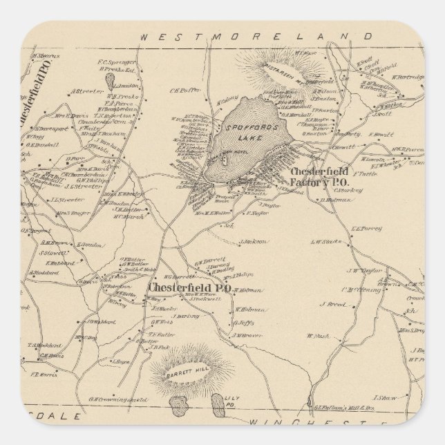 Adesivo Quadrado Chesterfield, Cheshire Co (Frente)