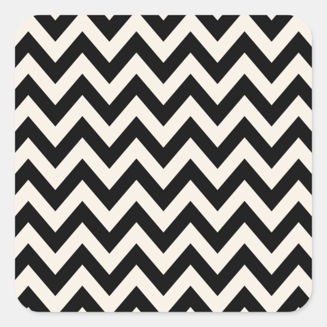 Adesivo Quadrado Chevron Branco Negro E Creme, Zigzag Herringbone (Frente)