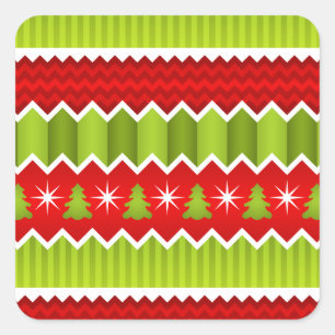 Adesivo Quadrado Chevron vermelho e verde do Natal listra o teste