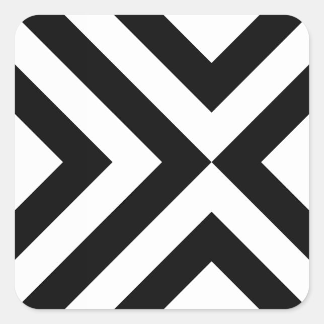 Adesivo Quadrado Chevrons Pretos e Brancos (Frente)
