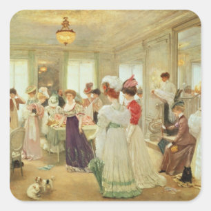 Adesivo Quadrado Chez le Couturier Paquin de Cinq Heures, 1906