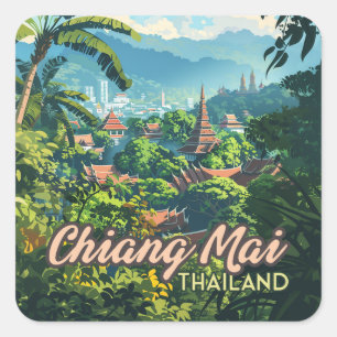 Adesivo Quadrado Chiang Mai Thailand Asia Templates Mountain Vintag