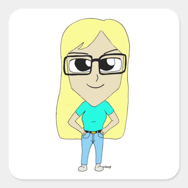 Adesivo Quadrado chibi (Frente)