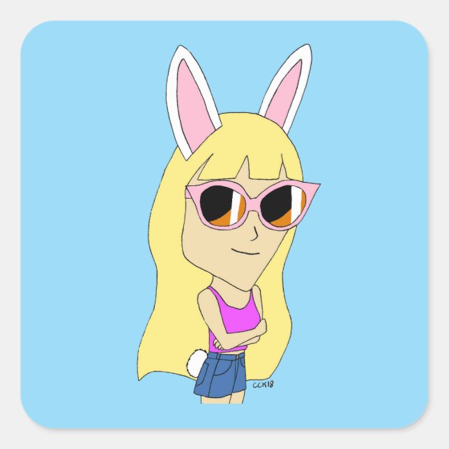 Adesivo Quadrado chibi bunnygirl (Frente)