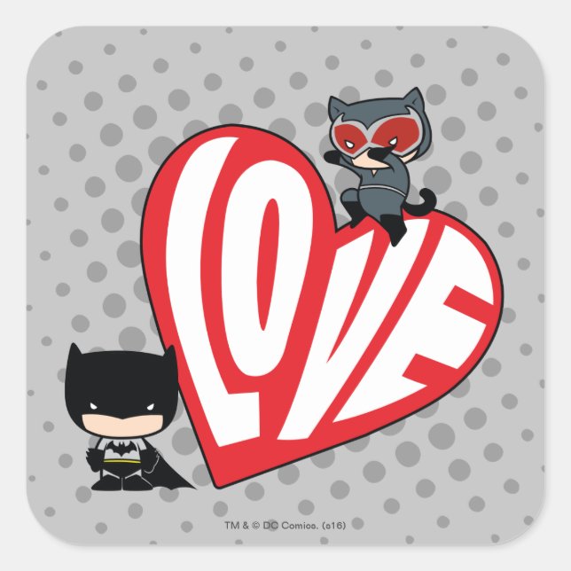 Adesivo Quadrado Chibi CatWomen Punt em Batman (Frente)