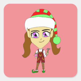 Adesivo Quadrado chibi elf