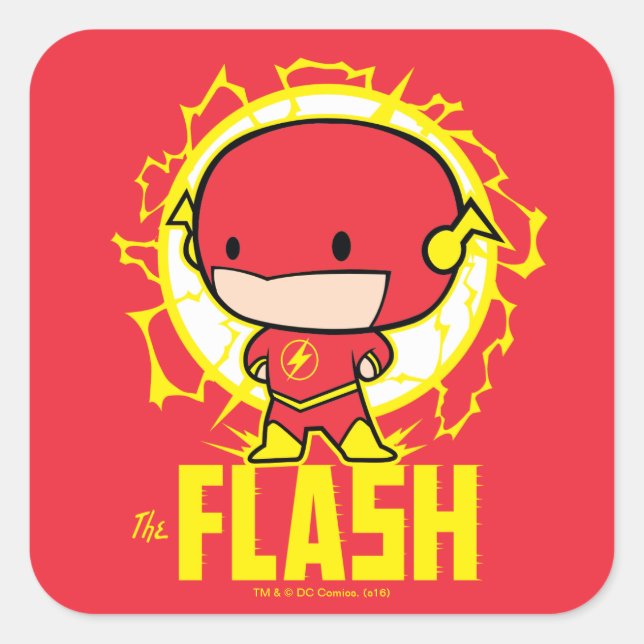 Adesivo Quadrado Chibi Flash com eletricidade (Frente)