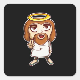 Adesivo Quadrado Chibi Jesus Cristo Kawaii Deus Diversão Animaçã
