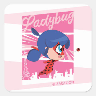 Adesivo Quadrado Chibi Ladybug em Paris