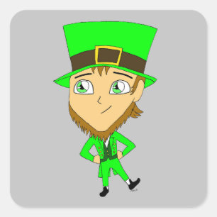 Adesivo Quadrado chibi leprechaun