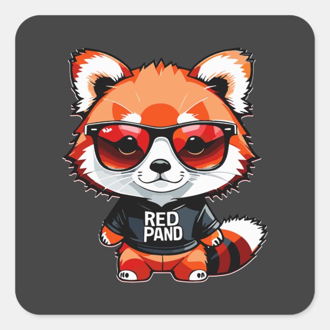 Adesivo Quadrado Chibi Red Panda Cub (Frente)
