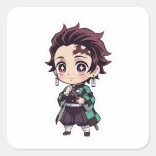 Adesivo Quadrado Chibi Tanjiro Kamado Anime Sticker